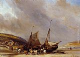 Eugene Isabey Riders on the Beach with Ship painting